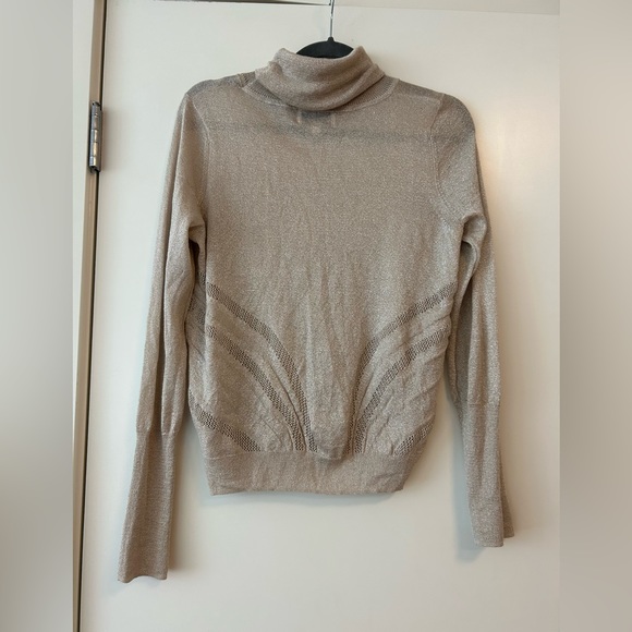 Anthropologie tan shimmer turtle neck size small - Picture 3 of 5